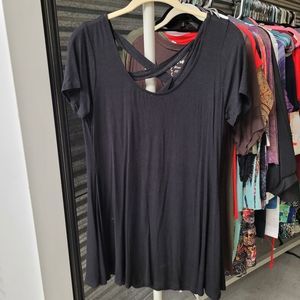 Rags & Couture XL Black Strappy Tunic Top